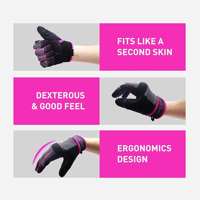 Work Gloves Women,Utility Gardening Gloves Touch Screen,Thin Mechanic Working Gloves Pink,Comfortable,Flexible,Fit