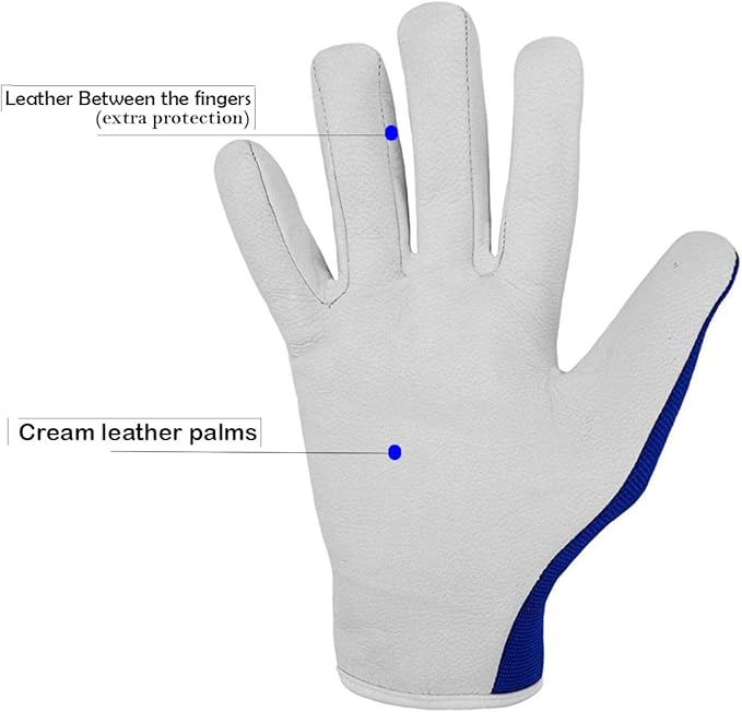 WESTWOOD FOX Work Gloves Men Heavy Duty Leather Gardening Gloves for Thorn Resistant Padded Palm Utility Working