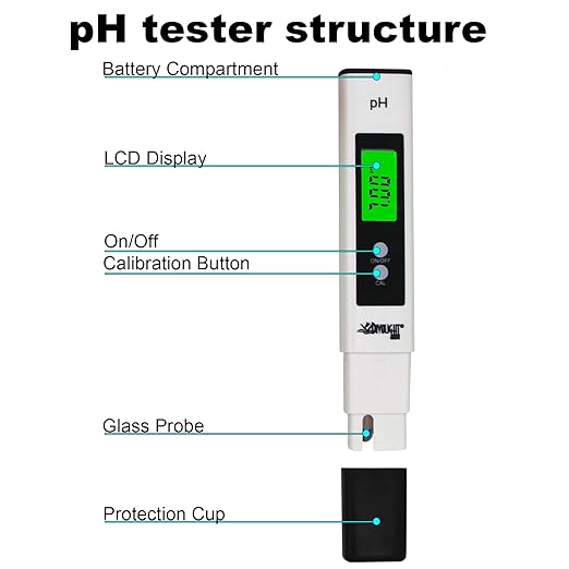 Digital PH Meter - High Accuracy Digital Water Quality Tester with 0-14 PH Measurement Range for Household Drinking, Pool and Aquarium with ATC