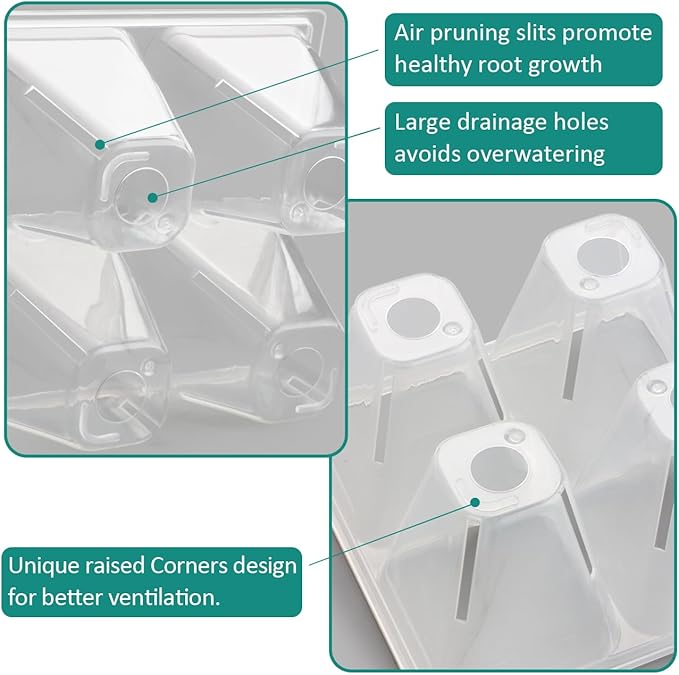 5 Pack Heavy Duty 1020 Trays and 40 Pack Clear 4 Cell Seed Starter Trays with Drainage Holes - Reusable Seed Starter Kit for Seed Germination & Plant Propagation (5 Sets)