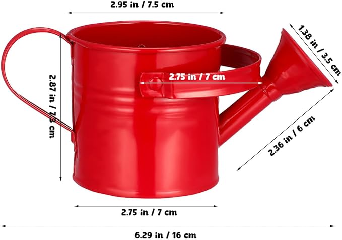 Kids Watering Can Metal Small Watering Can for Indoor Plants, Iron Mini Water Bottle for Garden Yarde Home Plants Flower Bonsai Pots (Red and Light, 2PCS)