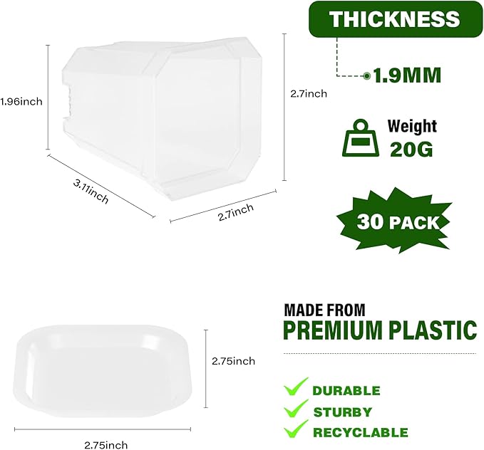 foxany 3" Clear Nursery Pots, 30 Pcs Thick Plastic Plant Pot, Square Flower Planting Pot, Seedling Planter Seed Starter Pots with Saucers