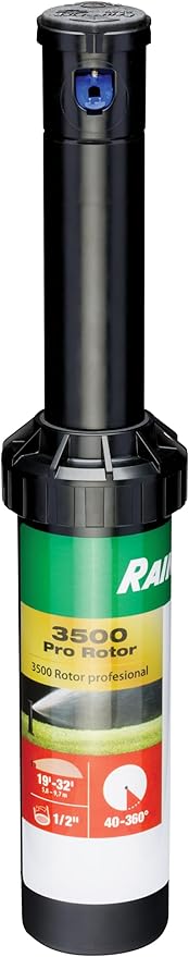 Rain Bird 3500 Pro Rotor with Rain Curtain Nozzle Set, 40° - 360° Pattern, 19' - 32' Spray Distance