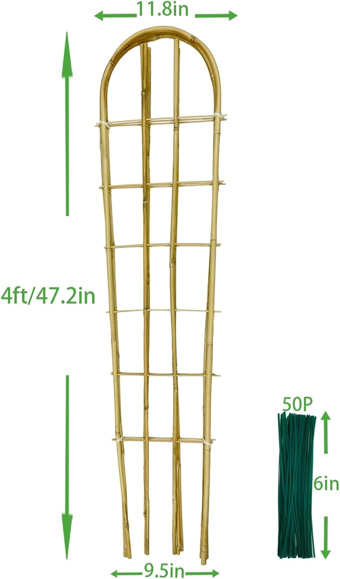 Bamboo Trellis,U-Shape Bamboo Trellis,4Feet,3pack,for Climbing Plants Outdoor Bamboo,for,Climbing Plants,Tomato, Vegetables,Flowers, Beans, Cucumber,Indoor Potted Climb Plants