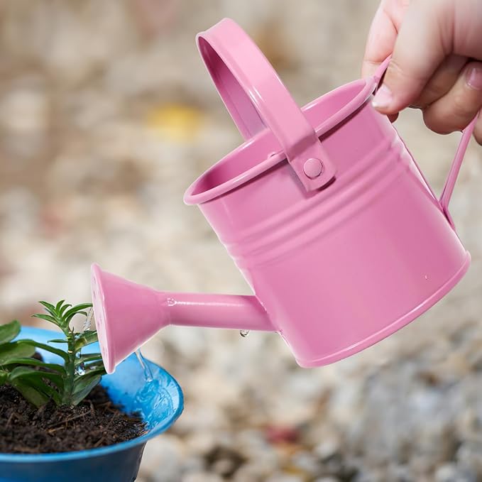 5 Pack Small Metal Watering Can for Kids, Mini Plant Water Pot for Indoor Outdoor Gardening, Cute Toddler Beach Sand Bath Toys with Sprinkler Head, Tiny Succulent Bonsai Cans, 6oz