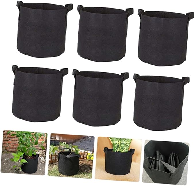 Lurrose 6pcs Nonwoven Plant Growing Bags with Handles for Vegetables and Flowers Aeration Nursery Planters with Drainage Lightweight Root Aeration Bags for Indoor Outdoor Gardening