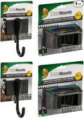 Duck Brand EasyMounts Garage Hooks Heavy Duty Hanging - 2 Hooks & 2 Tool Holders - Storage for Garden Tools, Cords & Equipment - Wall Mount Hanger Hooks - Up to 50 lbs, Black