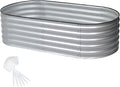 Aoodor 5 x 2 x 1.5 ft Oval Galvanized Raised Garden Bed Kit, 4-in-1 Large Metal Outdoor Planter Box for Vegetables, Flowers, and Herbs, 17" Tall, Silver