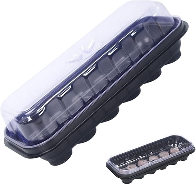 Propagation Tray 12-Cell Starter Kit - Seedling Plant Humidity Dome, Garden Plant Cloning Tray | Greenhouse Vegetable Flower Garden Yard Farm Growers Reusable Seed Germination Trays for Plants