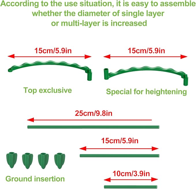 Garden Plant Support Tomato Cages, Adjustable Plant Support Ring Plant Stakes for Indoor Outdoor Plants Flowers Decor