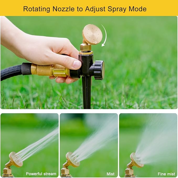 FANHAO 2 Pack Lawn Sprinklers for Yard, Heavy Duty Metal Garden Water Sprinkler on Spike Base, Adjustable Brass Sprinkler Mist Nozzle Large Yard Area Watering for Lawn Grass Patio Garden Irrigation