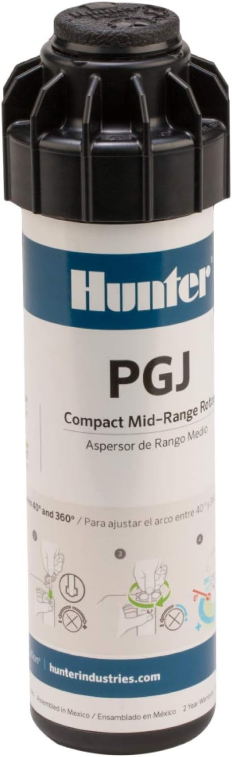 Hunter PGJ-04 ½" Rotor Sprinkler Head, 4" Pop-Up, Adjustable 40° to 360° Arc, 2.0 GPM Nozzle, Gear Driven, Water Efficient, High-Performance Lawn and Garden Irrigation System