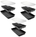Greenhouse Megastore Seed Starter Kit - 3 Pack of Seedling Trays 1020 No Holes Heavy Duty, Seed Planting Growing 48-Cells Inserts Plug Trays & 2" Tall Humidity Domes for Seed Starting