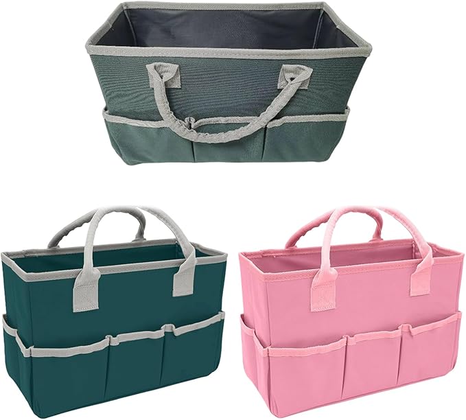 2.Foldable and reusable garden storage, sturdy handheld design with 8 compartments for indoor/outdoor organizer pouches