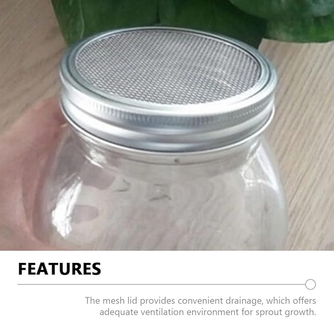BESPORTBLE 4pcs 86mm Mason Jar Sprouting Lids Stainless Steel Mesh Strainer Covers Versatile Sprouting Accessories for Home Gardening and Seed Germination