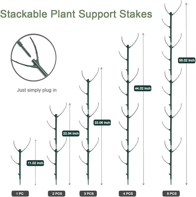 Plant Stakes for Indoor Plants, 5 Packs Stackable Monstera Plant Support, Plant Sticks Support Tall, Perfect Replacement for Plant Stakes, Garden Accessories