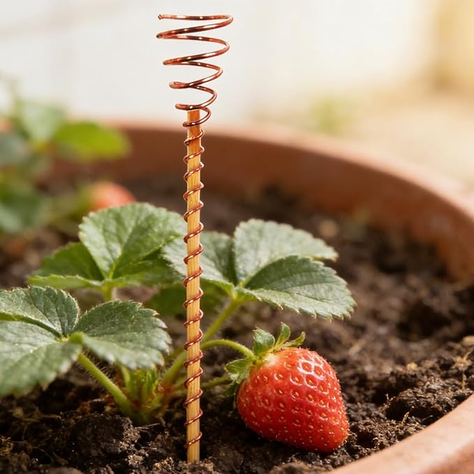 6pcs Electroculture Plant Stakes,15'' Electroculture Copper Gardening Antennas, Copper Garden Stakes Electro Culture Rods for Plants Tensor Rings Coil Wire Fruits Vegetables Growth