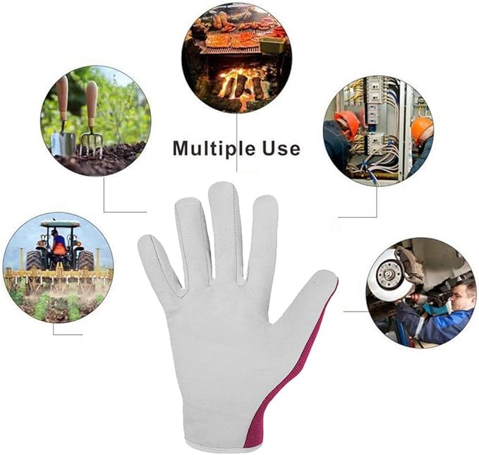 WESTWOOD FOX Work Gloves Men Heavy Duty Leather Gardening Gloves for Thorn Resistant Padded Palm Utility Working