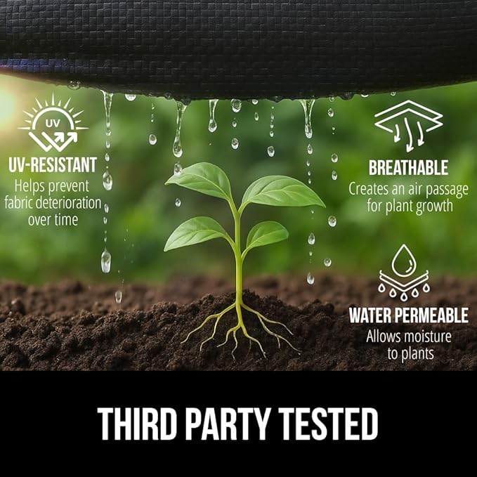 GORILLA GRIP 1.5 FT x 50 FT Powerful Weed Barrier Landscape Fabric, Durable Tear Resistant Blocker, Permeable UV Resistant Fabrics for Landscaping Outdoor Garden Bed, Ground Mulch, 3.2oz Woven