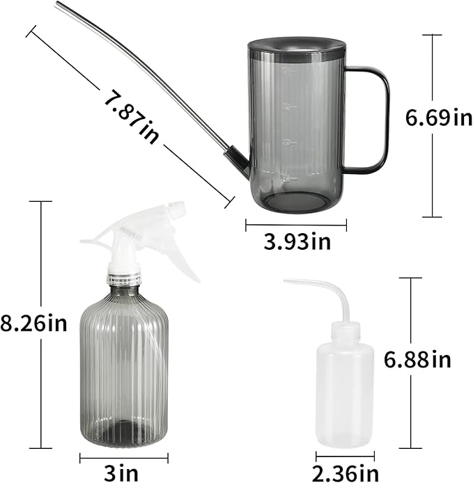 Watering Can Indoor Plants, Small Watering Can 34oz Long Spout Watering Can for Indoor House Plants Outdoor Garden Flowers w Spray Bottle, Squeeze Bottle