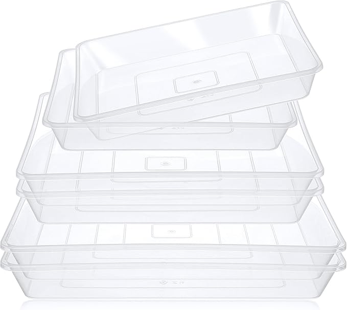 GREANER Clear Plant Drip Tray, 10/12/14 Inches Heavy Sturdy Plastic Tray, Flower Pot Saucers for Indoor Outdoor(6 Packs)