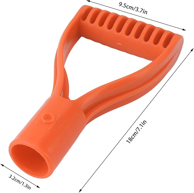 Fdit Gardening Shovels,Spade Handle Plastic 32mm Inner Diameter D Grip Handle Shovel Handle Replacement for Snow Shovel Digging Raking (Orange)