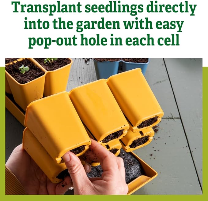 Gardener's Supply Company Gardener's Best® XL Seed Starting Kit | Durable and Reusable Self-Watering Deep Root Seed Starting Tray for Quick Germination - Blue