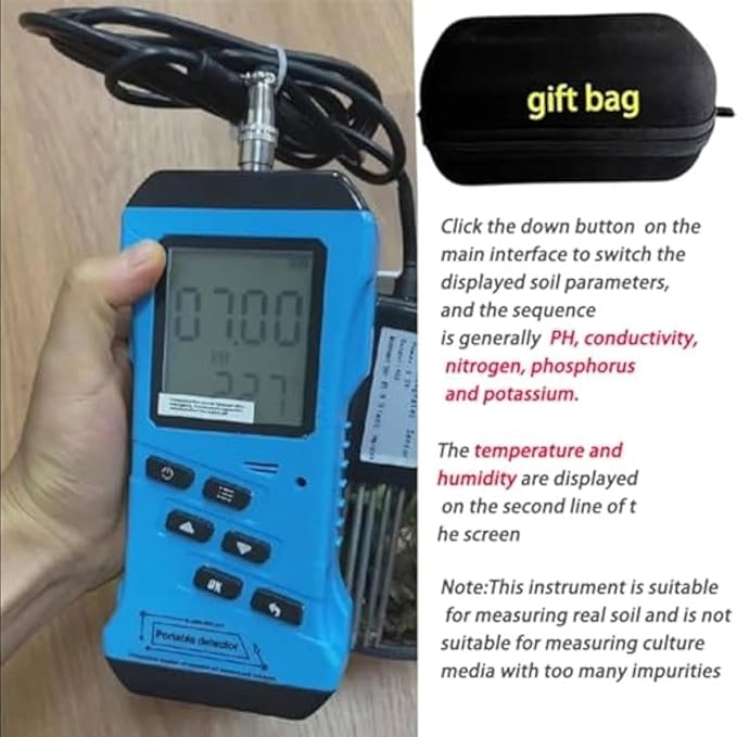 7-in-1 Soil Tester Kit - Rapid Moisture, pH, Nutrient, Conductivity, Phosphorus & Potassium Meter - High Accuracy Digital Soil Fertility Analyzer for Garden & Lawn Care