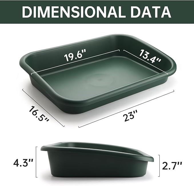 2 Pack Multi-Functional Plant Repotting Tray – Black & Green, Large Capacity Gardening Tool Heavy-Duty PP for Seedling, Pot Moving, Soil Mixing, Hydroponic/Soil Cultivation, Transplanting