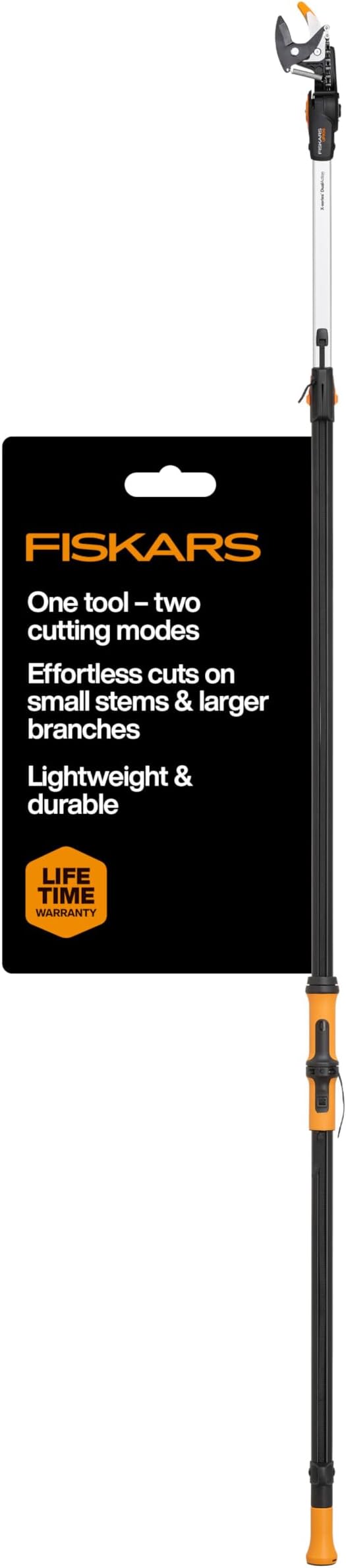 Fiskars DualAction Tree Pruner – Telescoping Tree Pruner with Dual Cutting Modes, Extendable 13 ft Reach, 32 mm (1.25") Cutting Capacity