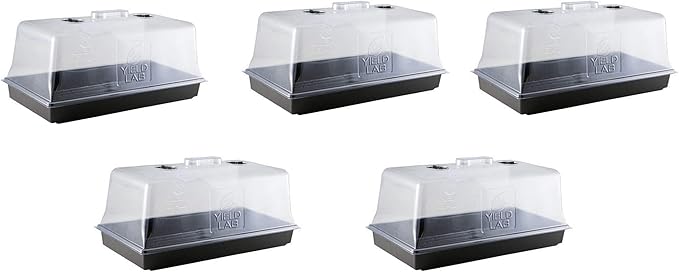 10x20 Humidity Dome with Plant Propagation Trays – 5 Pack - Clone Tray with Humidity Dome for Gardening, Seedling, Microgreens, Germination, Cloning, Soil, and Hydroponic Horticulture
