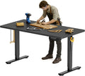 FLEXISPOT Electric Adjustable Workbench, 55x28 Inches Ergonomic Worktable for Garage, Workshop, Office and Home, Spacious Desktop for Woodworking Sewing and Crafts, Black, 2 Packages