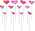 12pcs Decorative Butterfly Plant Stakes, 9.8in Lifelike Butterfly Garden Stakes PVC Waterproof Flower Pot Decorations for Garden Lawn Patio Indoor Outdoor Yard Planter Art Decor (Pink)