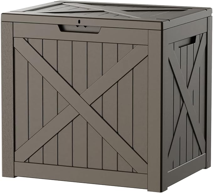 ROJIK 33 Gallon Deck Boxes Outdoor Waterproof, Weatherproof Lockable Storage Box with Lid and Side Handles, Resin Outdoor Storage Bench for Patio Furniture Cushions, Garden Tools (Black, 33 Gallon)