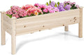 HAPPYGRILL Raised Garden Bed, Wood Planter Box with Legs, 5 Drainage Holes, Elevated Garden Bed for Vegetables Flowers, Outdoor Plant Container for Yard Garden