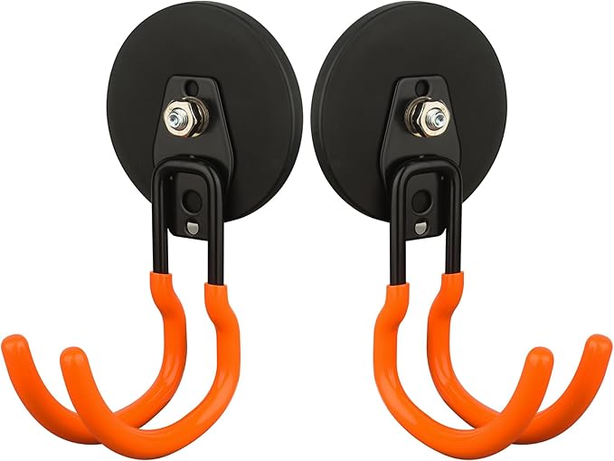 MUTUACTOR Updated Magnetic Hook Heavy Duty,40lbs 2-Pack Super Strong Magnet Garage Hook,Anti-Scratch Large Magnets Hook for Hanging Impact Drivers Trailer Cord Shovel Tool Organizer