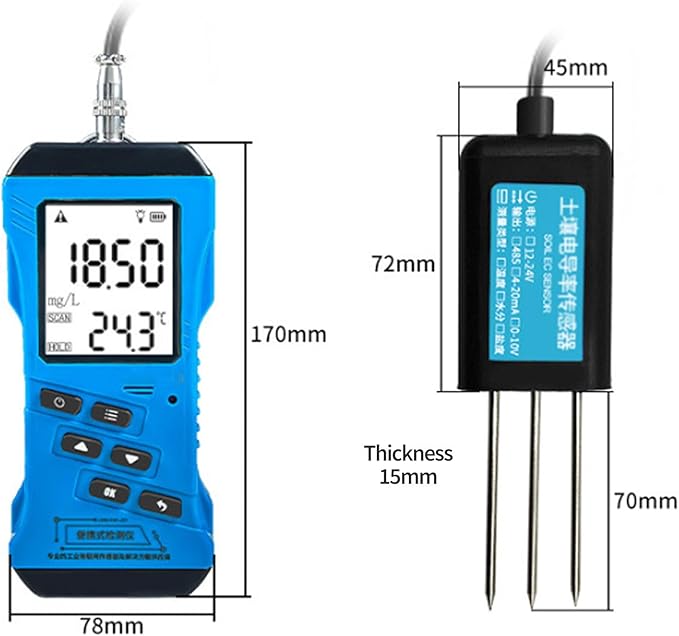 7 in 1 Soil Tester, Digital PH Moisture Nutrient Conductivity EC Meter, High Accuracy NPK Fertility Test for Gardening