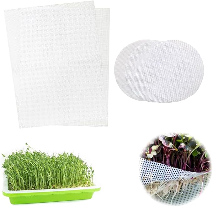 6Pcs Silicone Seed Sprouting Mats, Reusable Hydroponic Germination Pads for Microgreens Growing, Cuttable Hydroponic Grow Pads fit for Most Sprouting Trays (Trays Not Included)