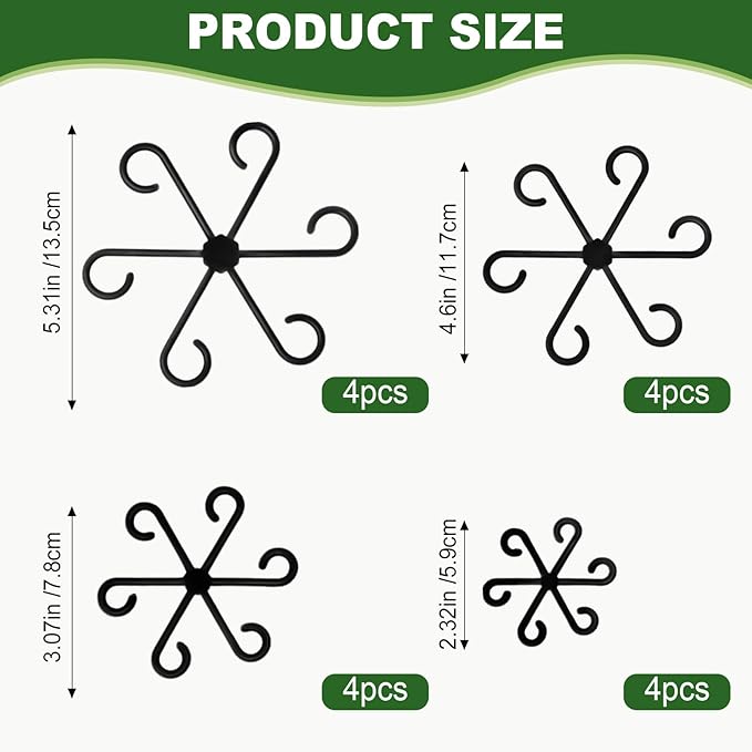 16pcs Plant Stem Support, Plant Support for Indoor Plants, 4 Sizes Climbing Houseplant Stem Holders, Reusable Plant Stabilizer, Indoor Plants Accessories