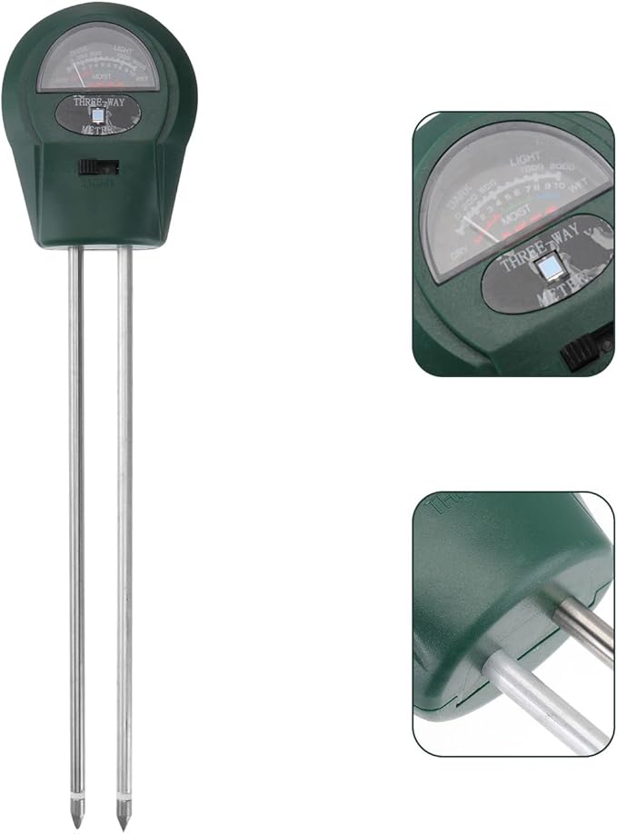 3-in-1 Soil Fertility Tester and Ph Meter with Light Sensor for Gardening and Plant Care, Analog Soil Moisture Monitor for Indoor and Outdoor Use