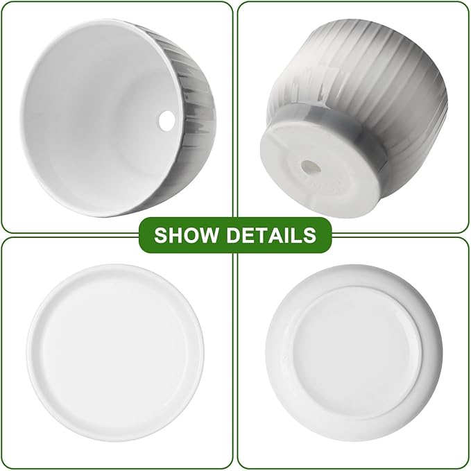 Ceramic Plant Pots,6.7 Inch,Set of 2,Planters with Drainage Hole and Saucer,Flower pots for Indoor Plants,Modern Design(Gray+White)