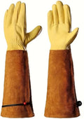 Leather Work Gloves, Reinforced Durable Gardening Gloves,Cowhide Work Gloves,Puncture & Cut Resistant