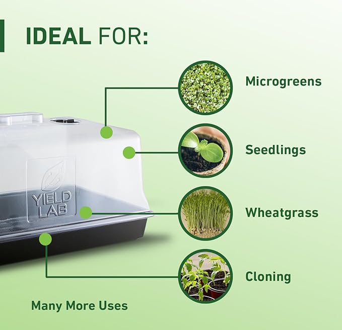 10x20 Humidity Dome with Plant Propagation Trays – 10 Pack - Clone Tray with Humidity Dome for Gardening, Seedling, Microgreens, Germination, Cloning, Soil, and Hydroponic Horticulture
