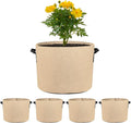 M METERXITY 5-Pack Plant Grow Bags 7 Gallon Grow Bags 300G Thickened Fabric Pots with Durable Handles Plant Garden Grow Pots for Fruits/Vegetables/Flowers/Plants [Khaki]