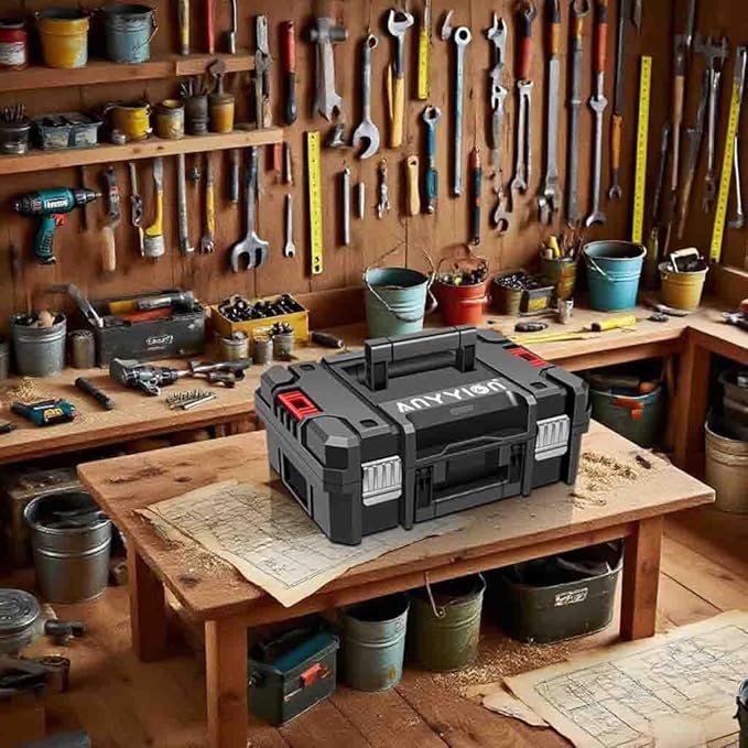 Anyyion 17In Tool Box,Double handles, Stackable, Essential for Home Decor.（Internal Size:16.54”L*10.55”W*4.33”H) (Double handles)