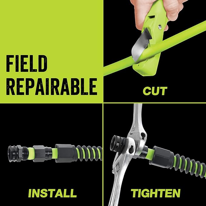Flexzilla Pro Water Hose with Reusable Fittings, 5/8 in. x 50 ft., Heavy Duty, Lightweight, ZillaGreen - HFZWP550-E