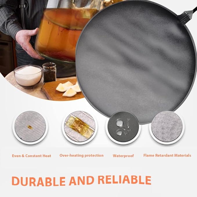 Brewing Heat Pad Sourdough Proofing Heat Mat with Temperature Controller Auto Off Timer for Home Beer Brewing Kombucha Yogurt Kefir Fermentation Sourdough Bread Proofing (With Controller, 2 Pack)