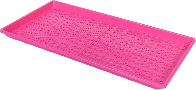 SUNPACK 10" x 20" Heavy Duty Mesh Plastic Seed Starting Tray, Magenta, 1" - Ensures Water Drainage and Aeration, Perfect for Greenhouses or Indoor Gardening