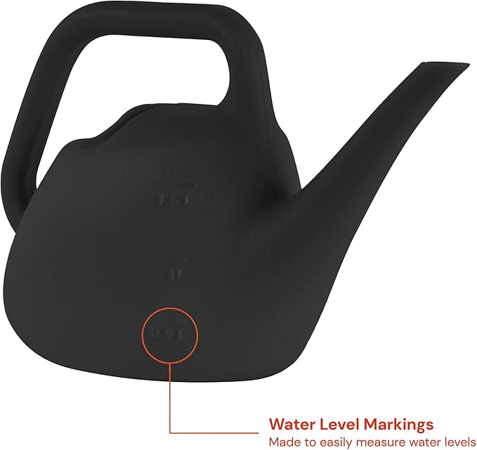 Bloem 1.5 L (0.4 Gallon) Resin Indoor/Outdoor Watering Can in Black, Small Watering Can for Small Space Use