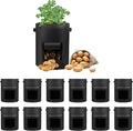 LITLANDSTAR 12 Pack 15 Gallon Potato Grow Bags, Heavy Duty Nonwoven Fabric Garden Planting Bag Plant Container with Flap and Handles, Aeration Fabric Pots for Growing Vegetable, Fruits and Flowers